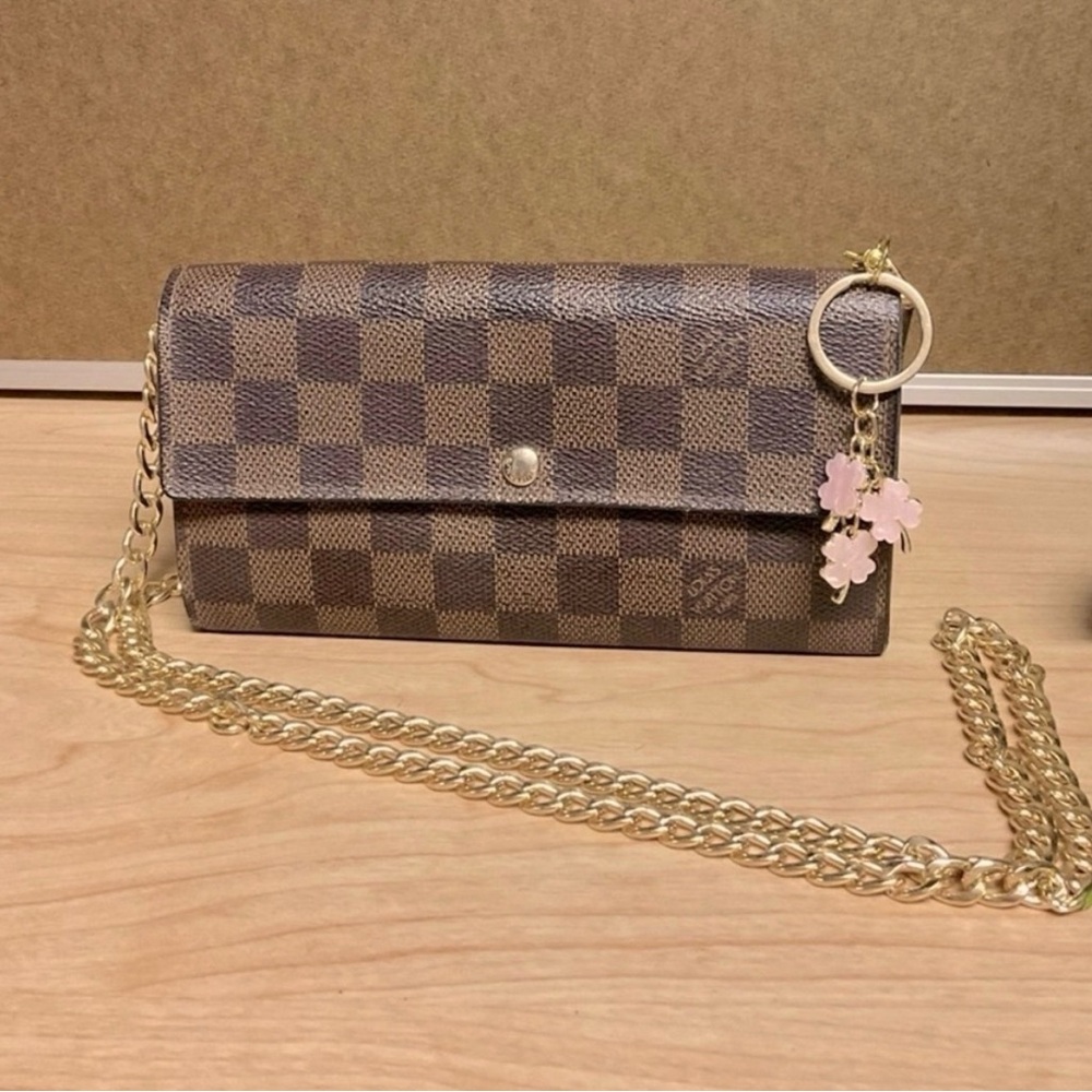 ✅AUTHENTIC DAMIER LONG WALLET ONCHAIN CROSSBODY